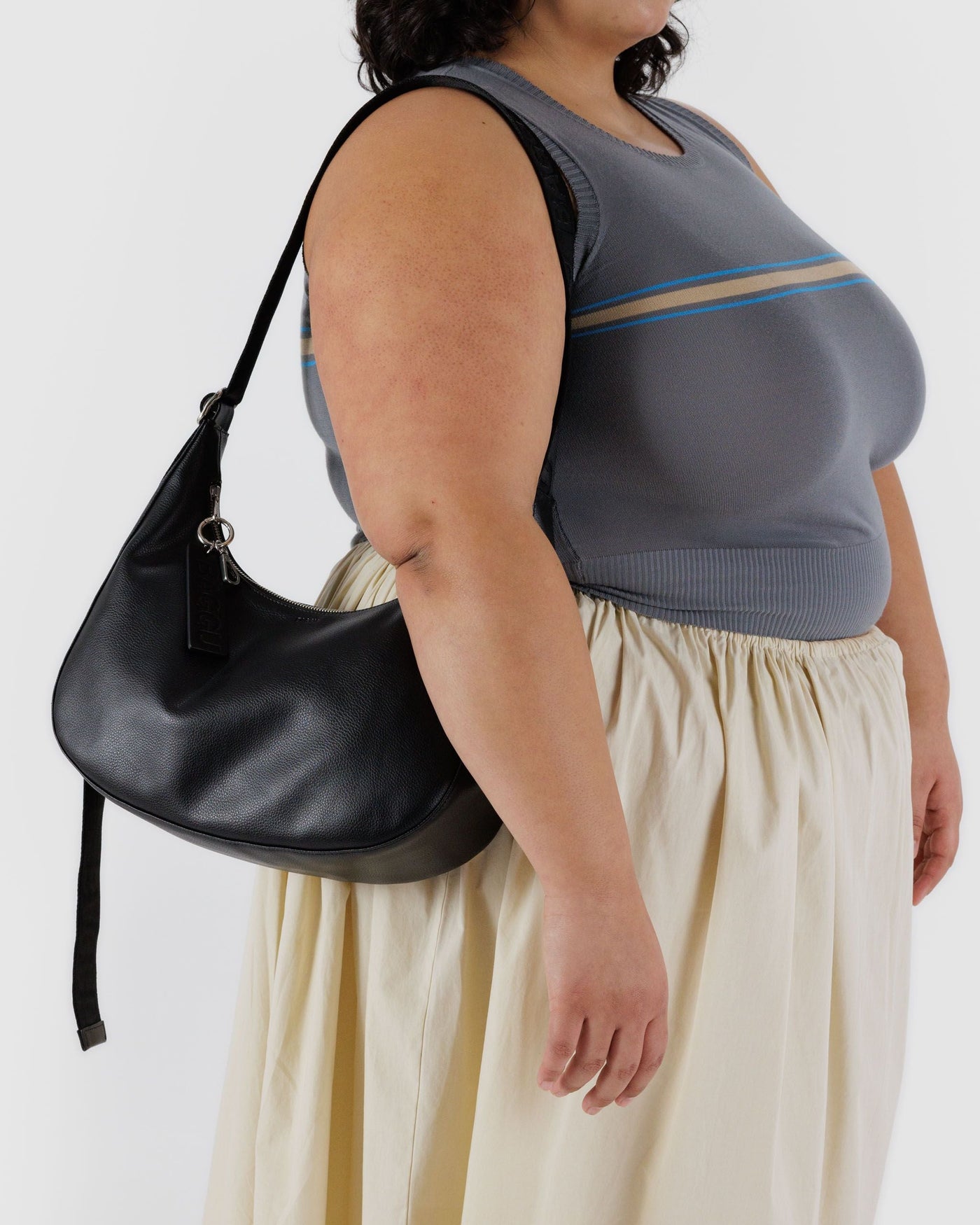 Medium Recycled Leather Crescent Bag J3